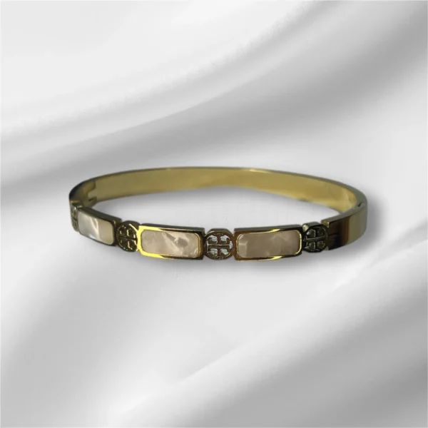 Luxury Natural Shell Bangle Bracelet - Stainless Steel